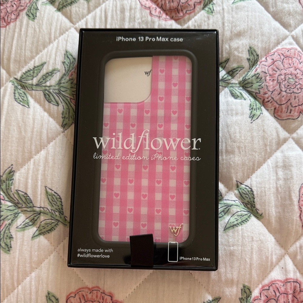 Wildflower Pink Heart Stripe iPhone 13 Pro Max Case